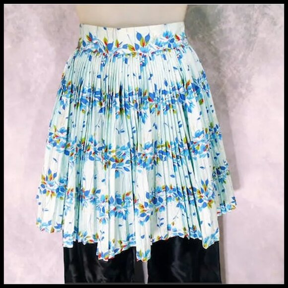 Vintage Pin Up Apron Atomic Floral Pleated MCM Deadstock NWT - Picture 3 of 13